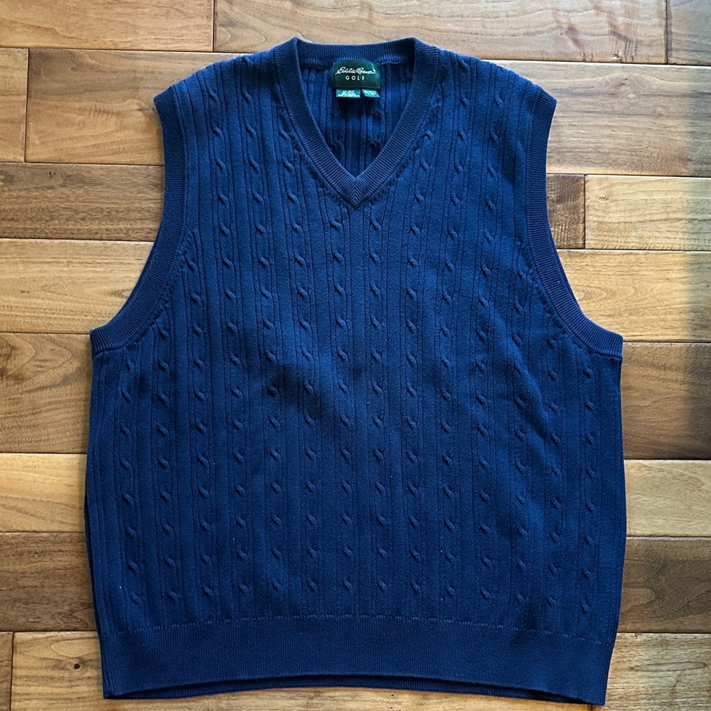 Vtg Eddie Bauer Golf cable knit sweater vest